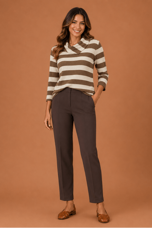 BLUSA HERITAGE MAXI GOLA LISTRA CAPPUCCINO.